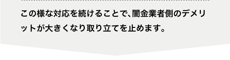 この様な対応を続けることで、闇金業者側のデメリットが大きくなり取り立てを止めます。